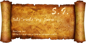 Sárváry Imre névjegykártya